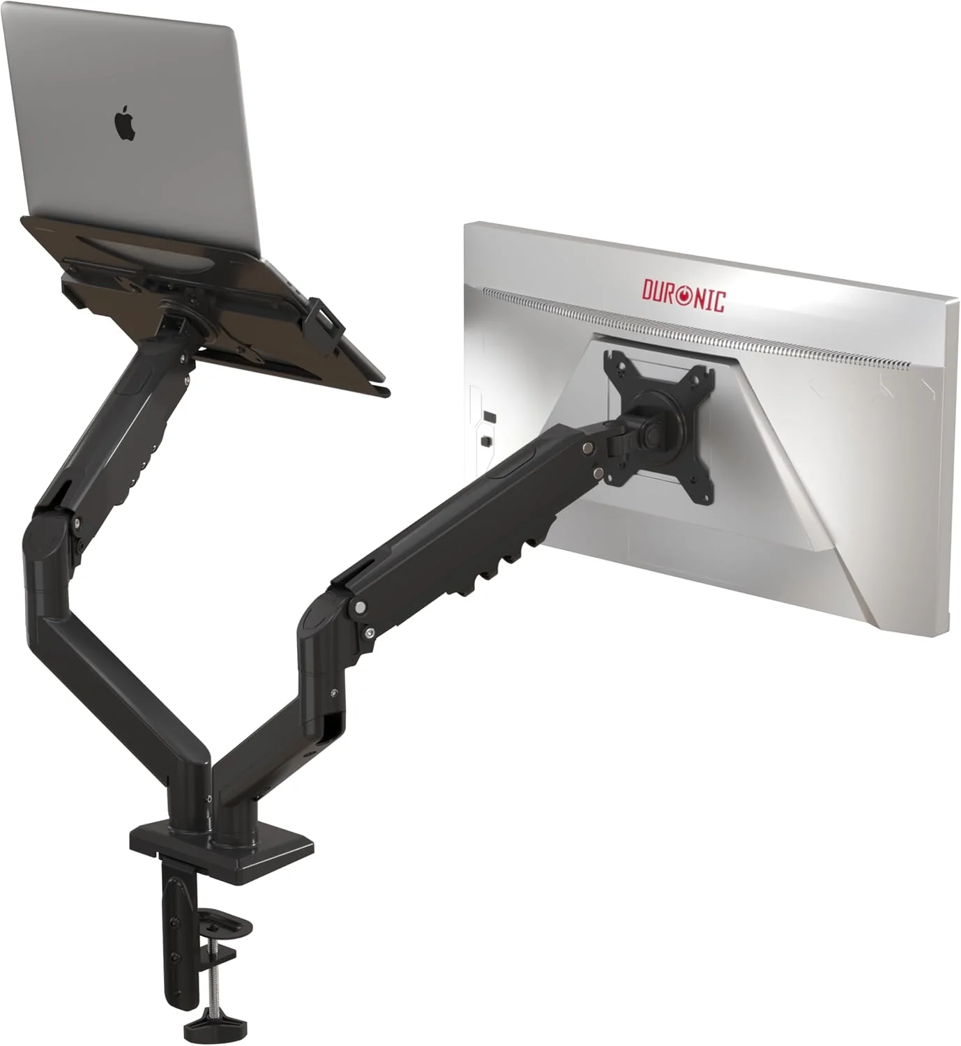 Duronic DM6AL1 Bras pour Ecran d’Ordinateur de 13 à 32 Pouces avec Support pour Ordinateur Portable VESA 75 100 Charge maximale de 9 kg Rotation 360° Bras avec Ressort à gaz