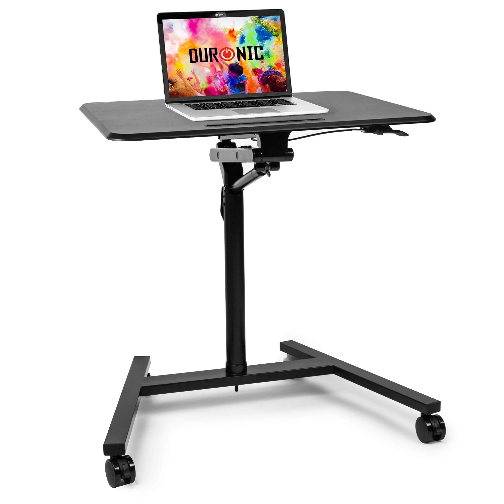 Duronic WPS37 Support de projecteur Bureau Assis-Debout Table à multiusage à roulettes Hauteur Ajustable 75-105 cm Manuel Support pour téléphone Capacité 10kg Large Plateforme