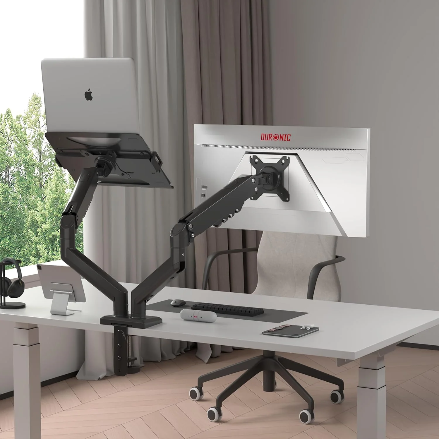 Duronic DM6AL1 Bras pour Ecran d’Ordinateur de 13 à 32 Pouces avec Support pour Ordinateur Portable VESA 75 100 Charge maximale de 9 kg Rotation 360° Bras avec Ressort à gaz – Image 5
